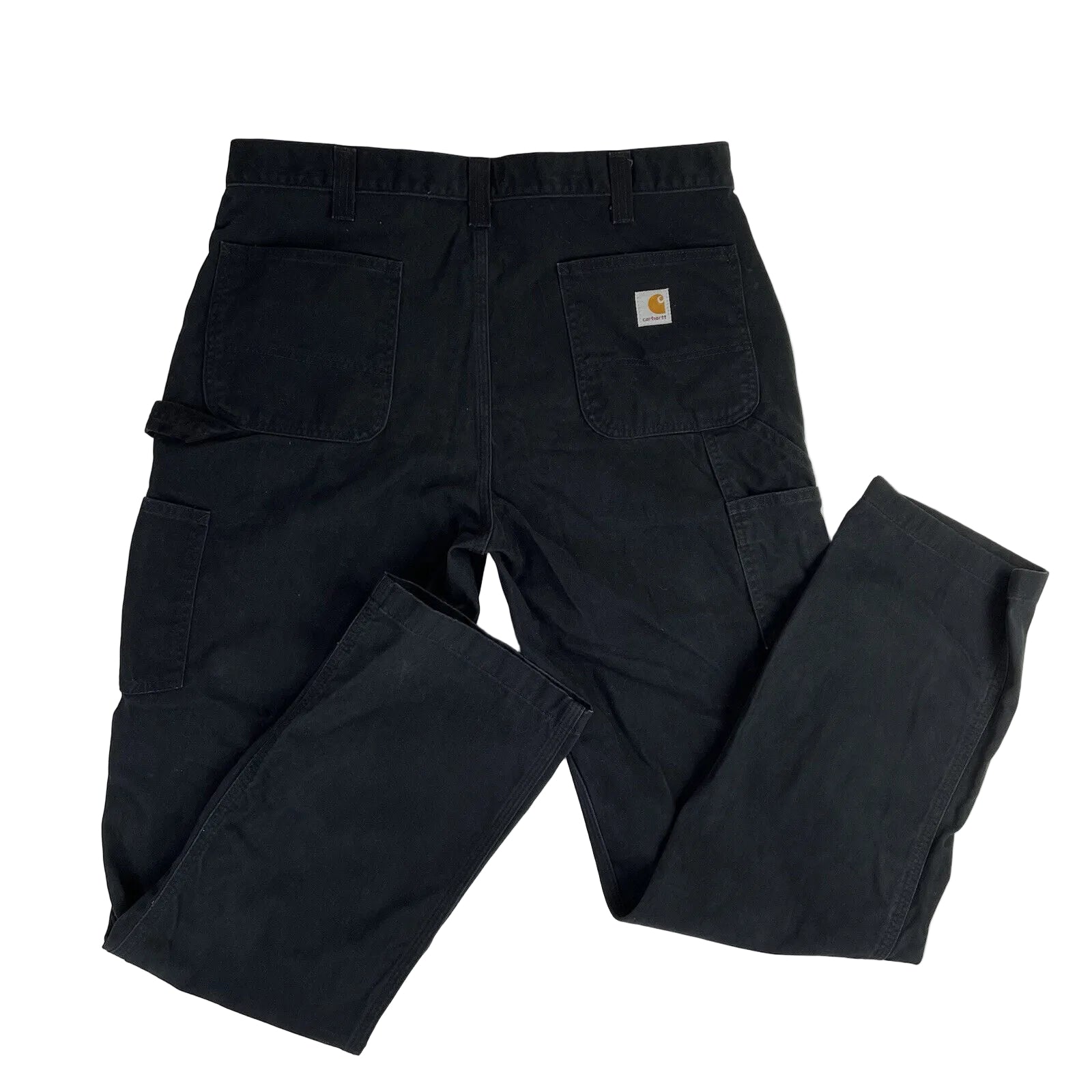 Black twill dungaree jeans for men by Carhartt, featuring sturdy fabric and classic design.