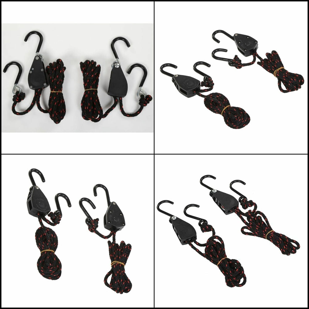 DORSAL Ratchet Canoe and Kayak Bow and Stern Tie Downs 1/4" Heavy Duty Adjustable Rope Hanger Grow Light (2-Pack) - OVERLANDERS Outfitter