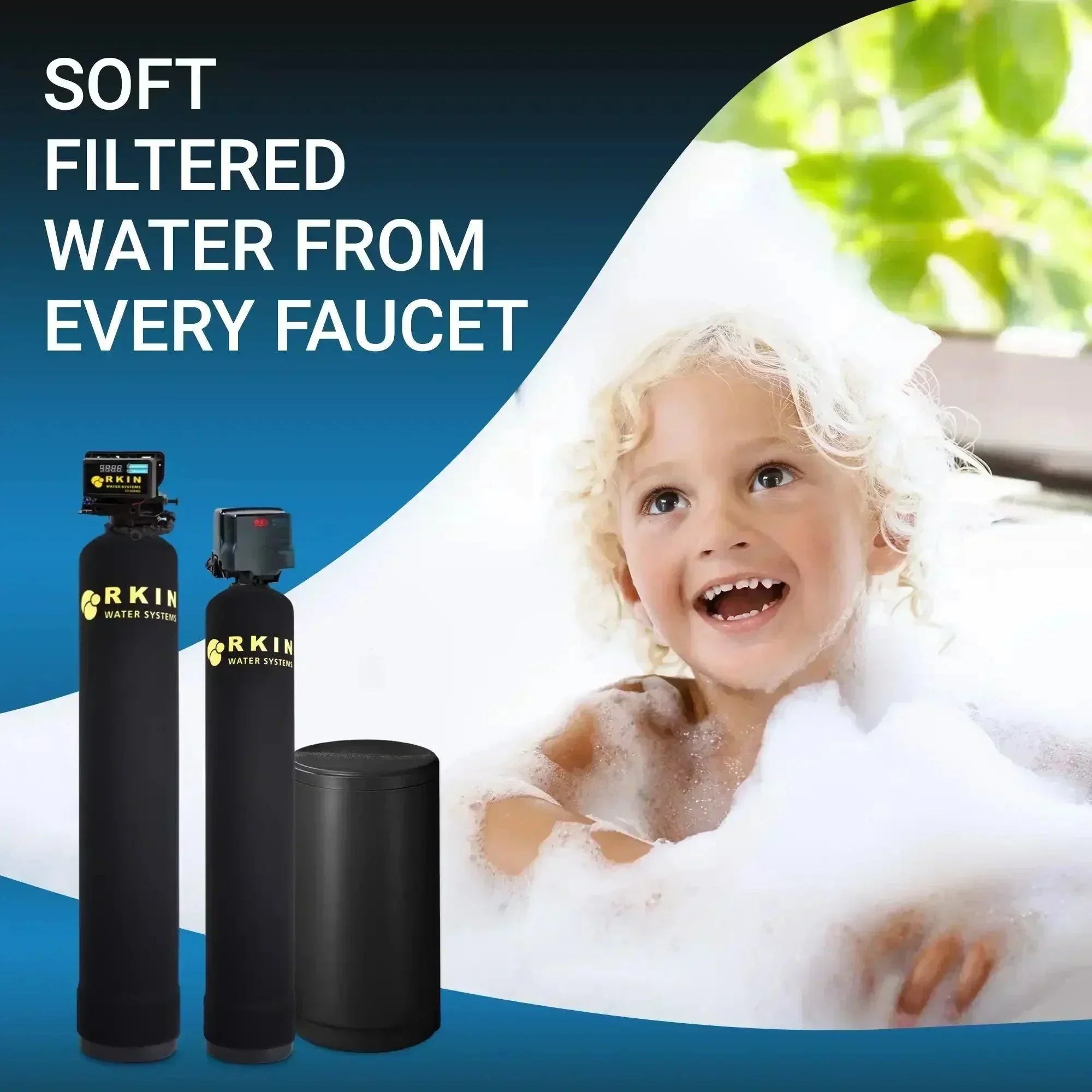 Green Vista Living salt-based whole house water softener and well water filter treatment system for clean, softened water.