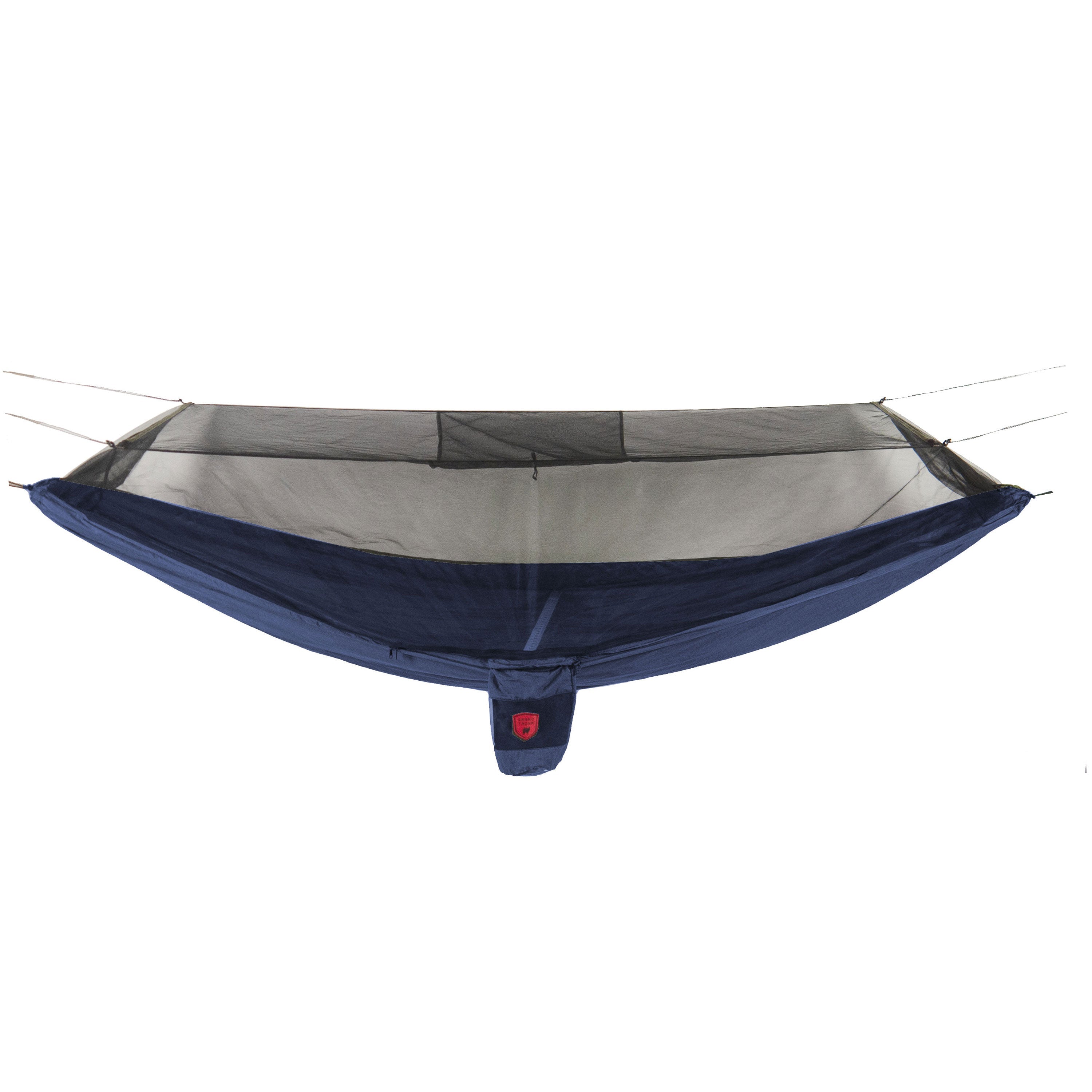 GrandTrunk Skeeter Beeter XT mosquito net hammock set up outdoors, featuring a breathable mesh for bug protection.