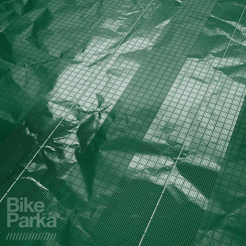 ZEITBIKE BikeParka cargo bicycle cover in seamsealed forest green, protects bike from weather and dirt.