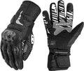 Seibertron™ SPW2 carbon fiber waterproof touchscreen motorcycle gloves in black leather with reinforced knuckles.