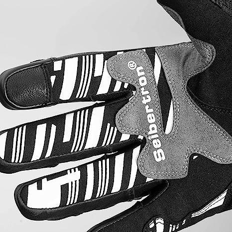 Seibertron™ SPW2 carbon fiber waterproof touchscreen leather motorcycle gloves with reinforced palms and flexible design.