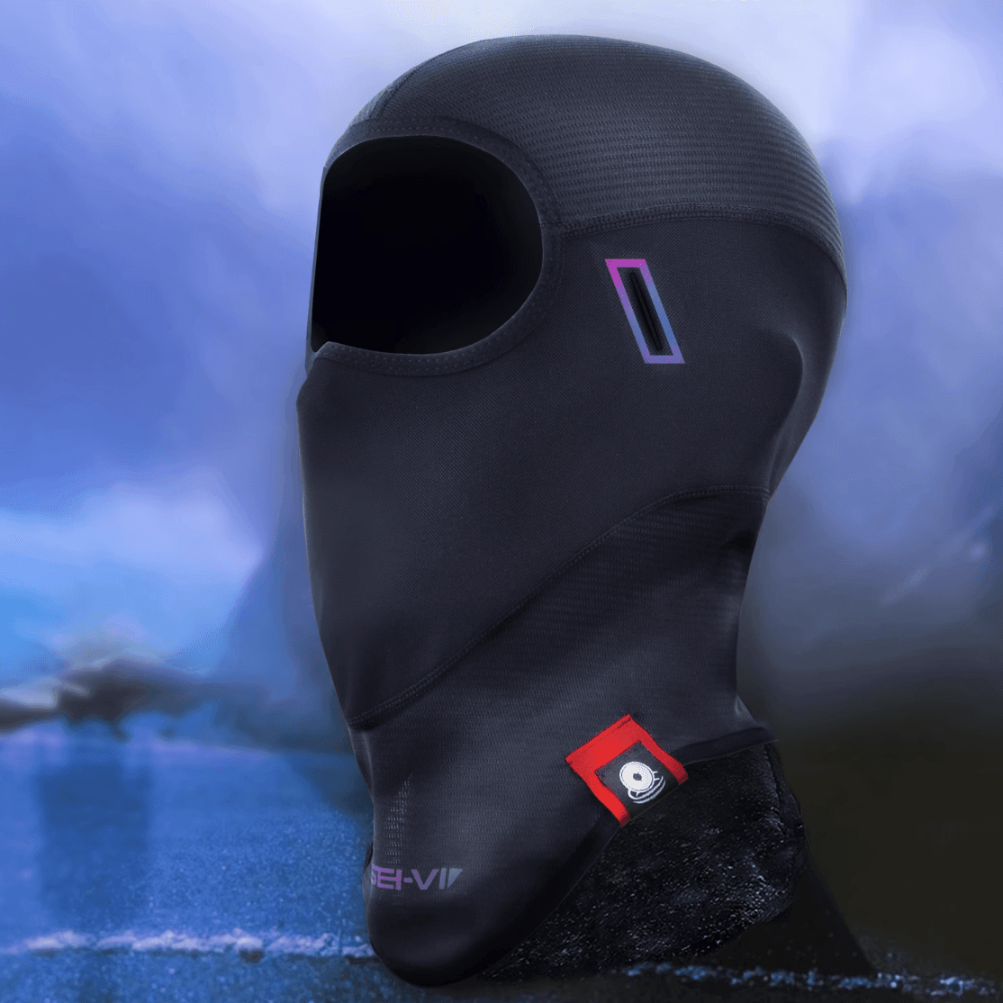 SeIVI™ Anti-Slip Anti-Bacterial Motorcycle Balaclava by Bean's Moto Booth, showing close-up of black fabric with textured surface.