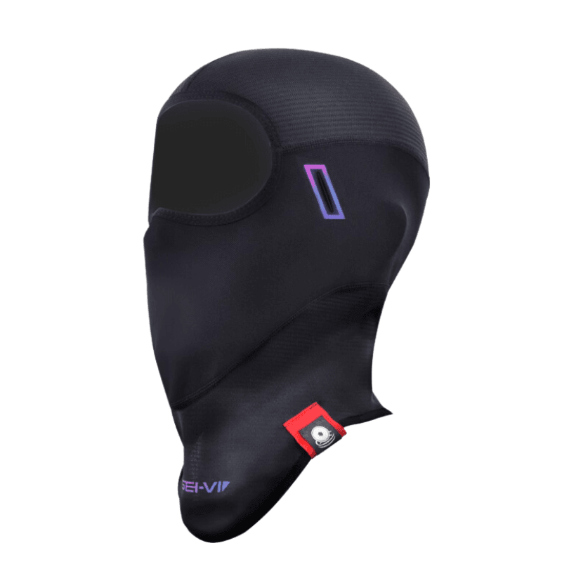 Seivi™ Anti-Slip Anti-Bacterial Motorcycle Balaclava by Bean's Moto Booth showing a close-up of the black fabric with breathable design.