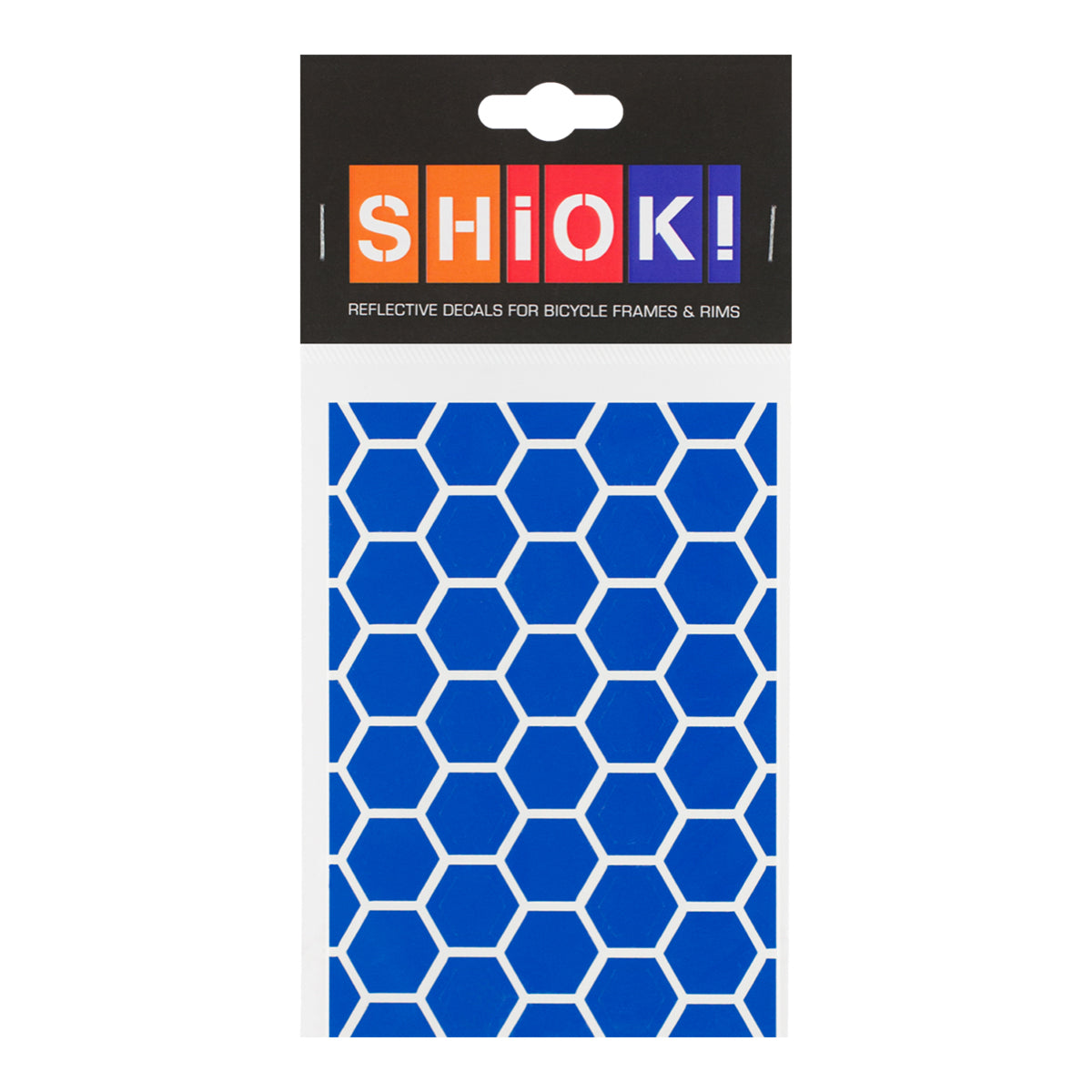 Blue SHIOK Honeycomb Frame Reflectives by ZEITBIKE, showcasing the honeycomb design and reflective surface on a bicycle frame.