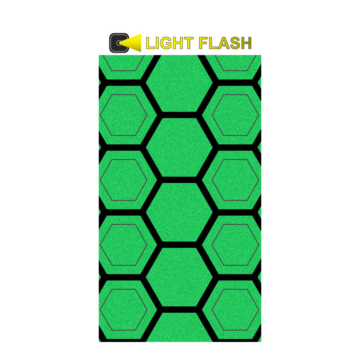 ZEITBIKE SHIOK Honeycomb Frame Reflectives in green with light-flash design on bike frame for visibility and safety.