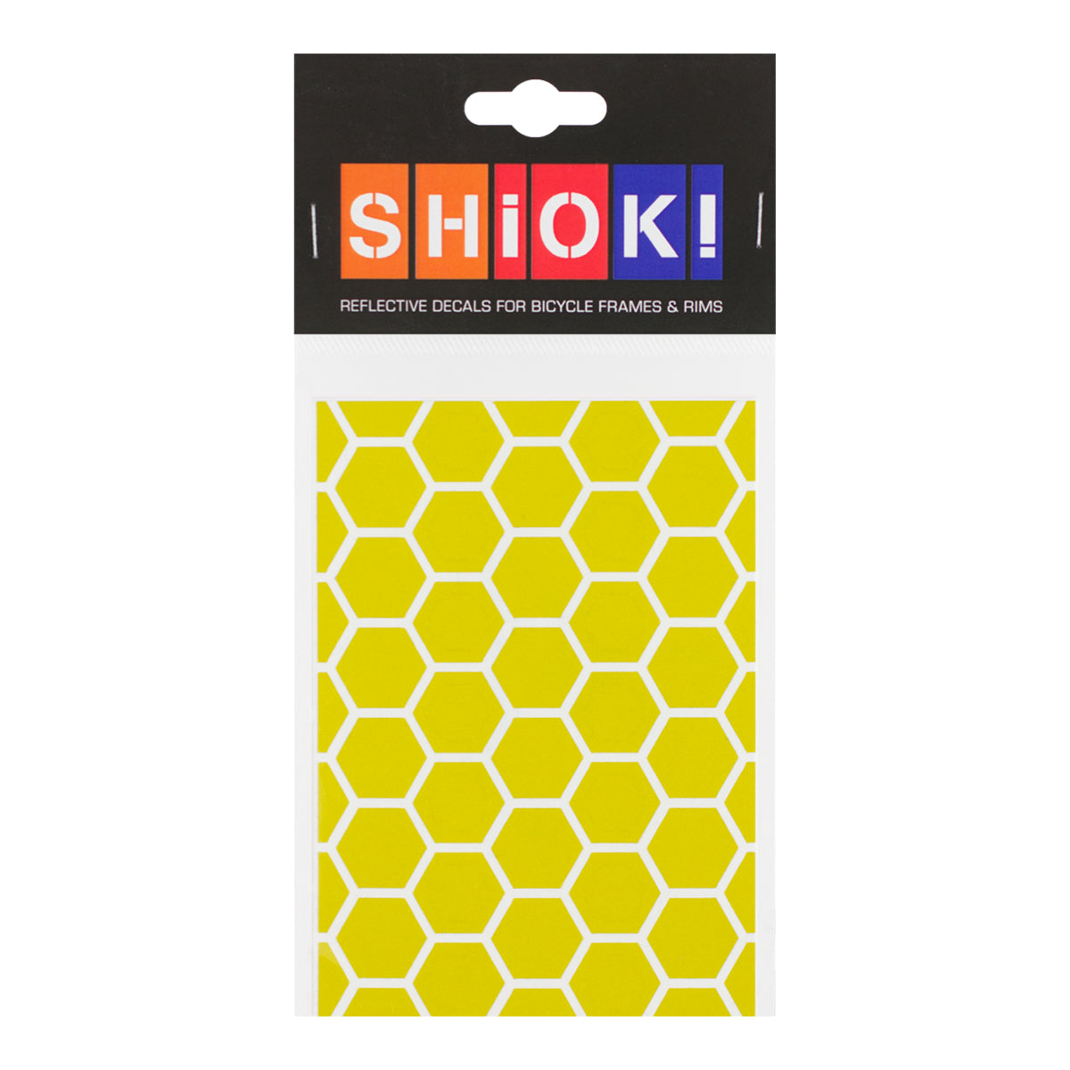 Yellow honeycomb-shaped reflective frame from ZEITBIKE's SHIOK collection, designed for visibility and safety.