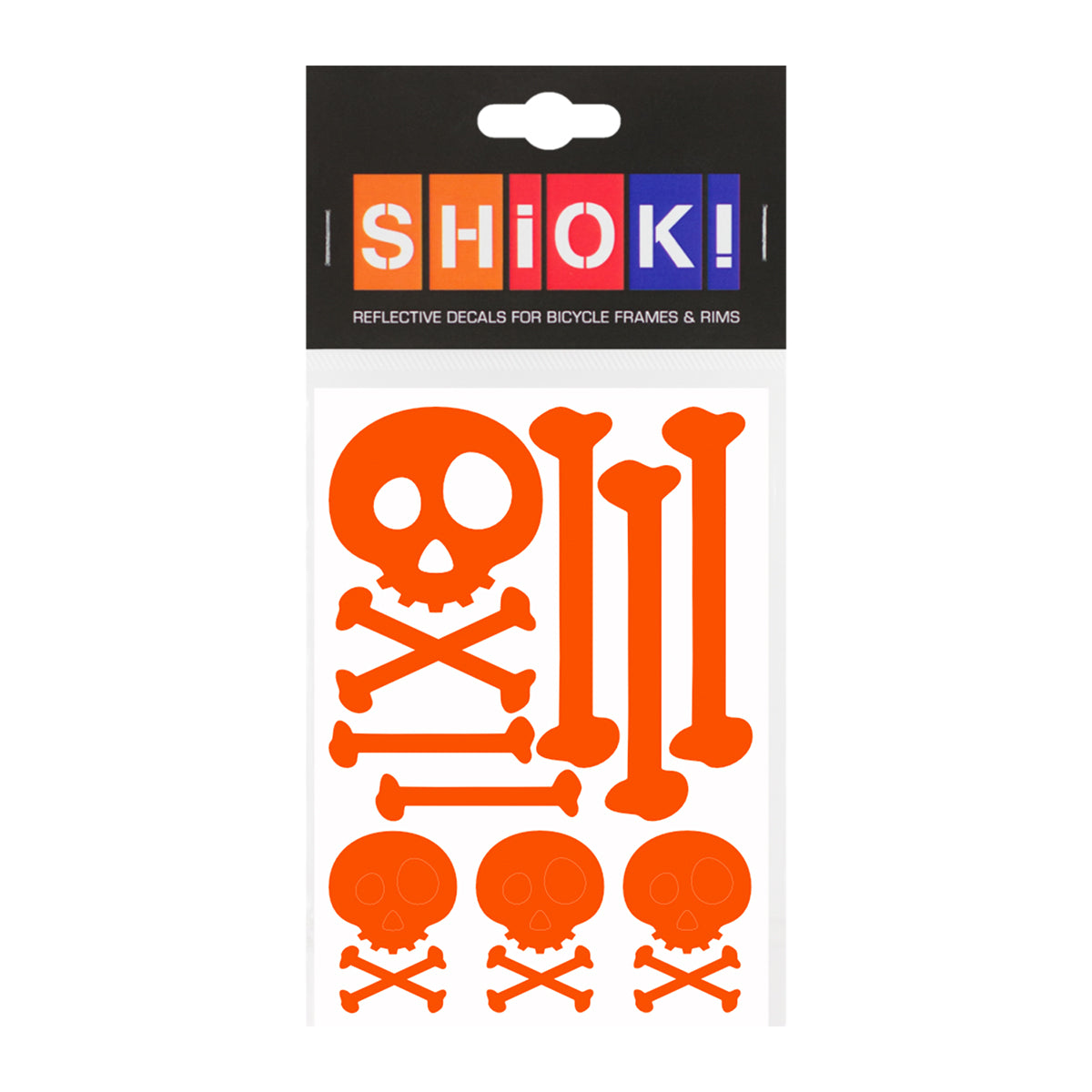 Orange skulls frame reflective from ZEITBIKE, designed for bikes, featuring bold skull graphics and high visibility reflectivity.