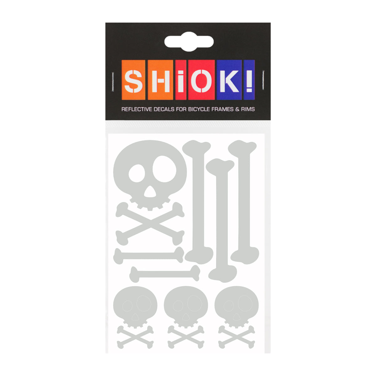 Silver skulls frame reflectives by ZEITBIKE, designed for visibility and style on bicycles, featuring skull patterns on reflective material.