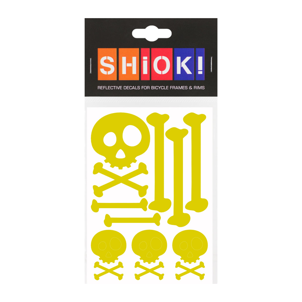 Yellow skulls frame reflective by ZEITBIKE, designed to increase visibility with eye-catching skull pattern for safety.