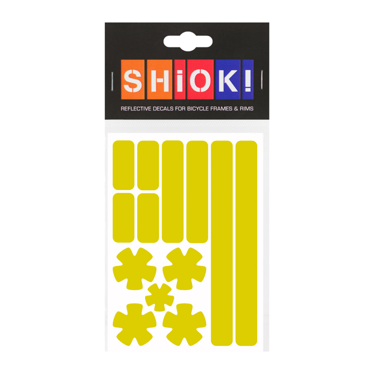 Yellow Stars N Stripes frame reflective from ZEITBIKE with vibrant star and stripe pattern for bicycle safety visibility.