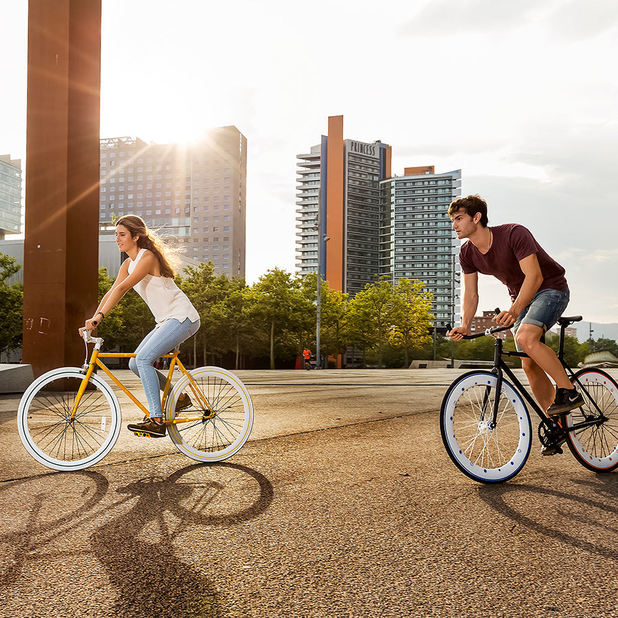 ZEITBIKE SHIOK Honeycomb Frame Reflectives shown on a bicycle, highlighting bright, honeycomb pattern for visibility and safety.