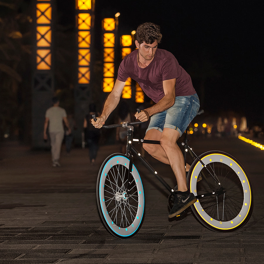 ZEITBIKE SHIOK Stars N Stripes reflective frame stickers on a bicycle, showcasing patriotic design and high visibility for safety.