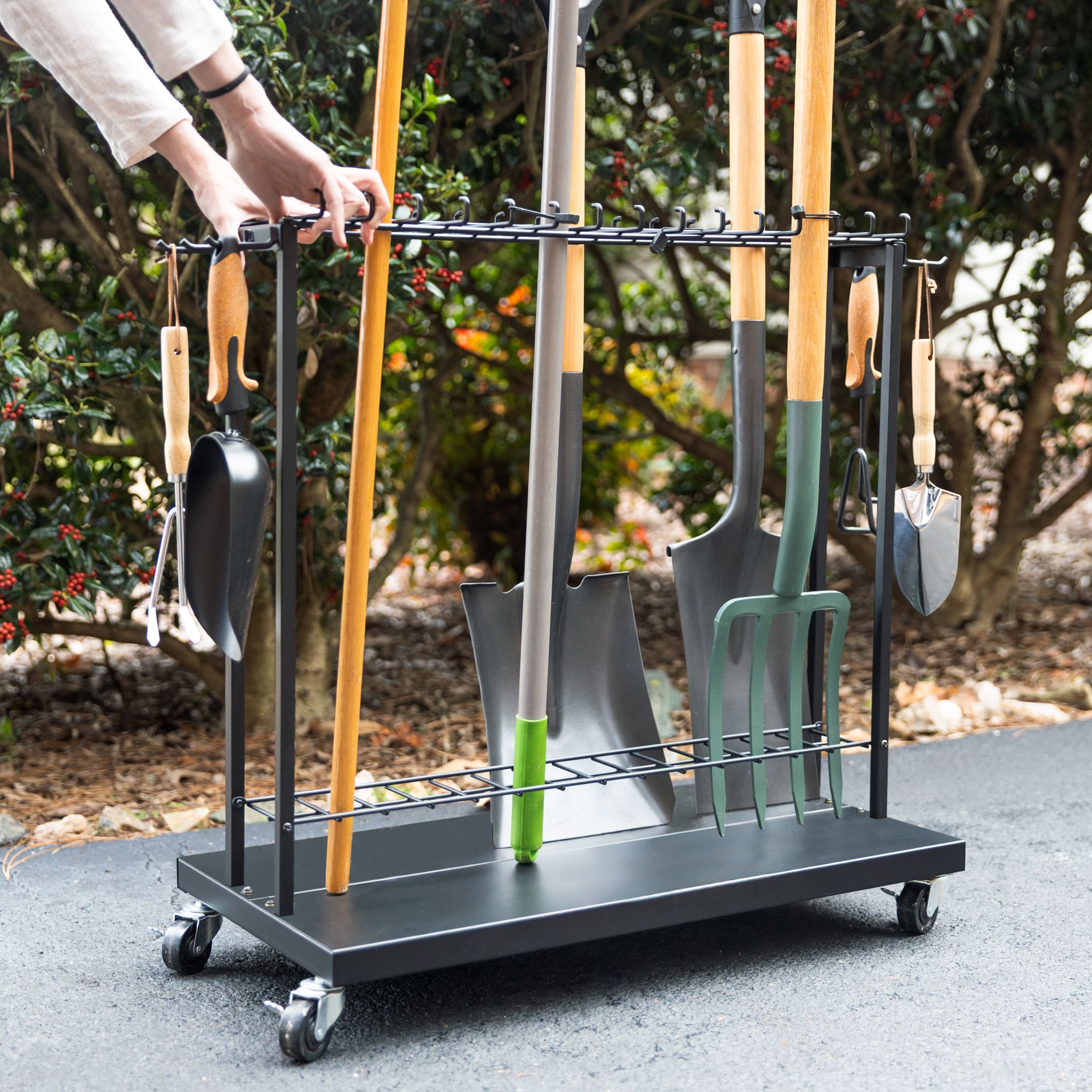 Shovel Shuttle | Rolling Garden Tool Organizer - OVERLANDERS Outfitter