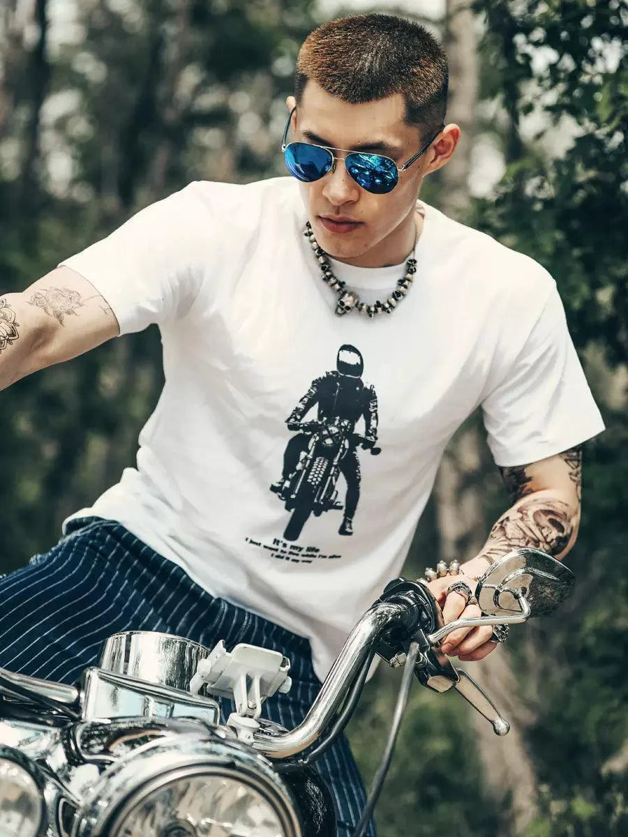 SimpleFAD™ Moto Boy/Girl T-shirt by Bean's Moto Booth, featuring a casual motorcycle-themed design on a comfortable T-shirt.