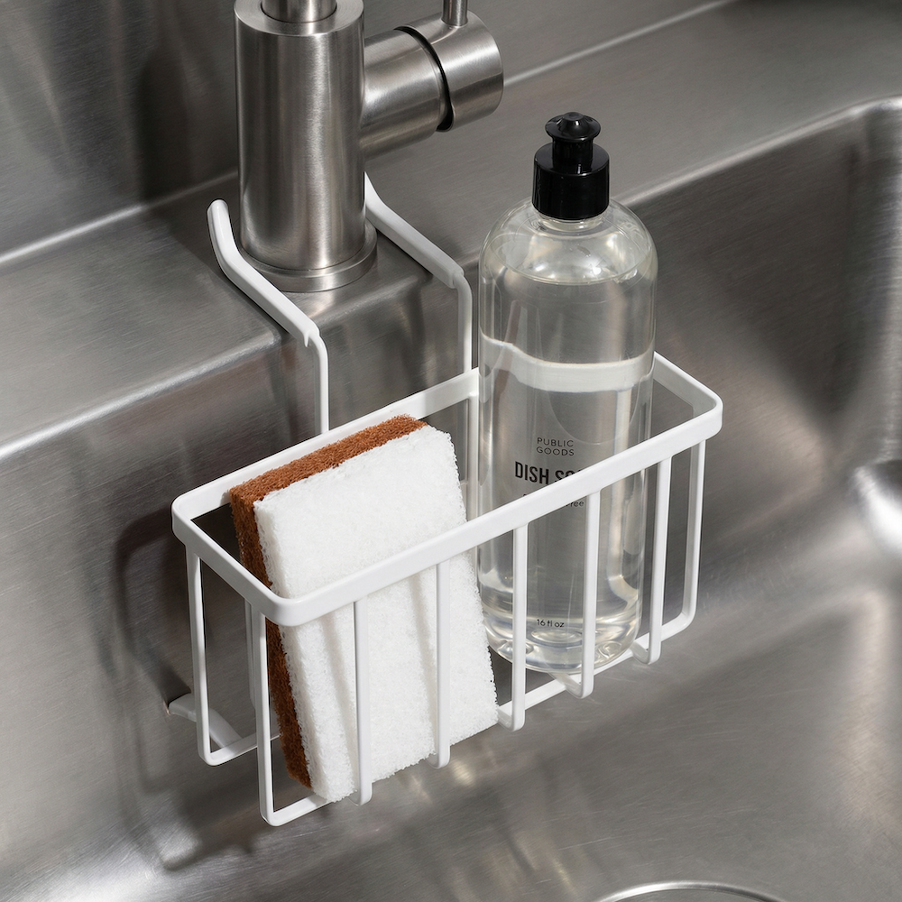 Public Goods Sink Essentials Set with sink caddy and cleaning tools for organized household kitchen use.