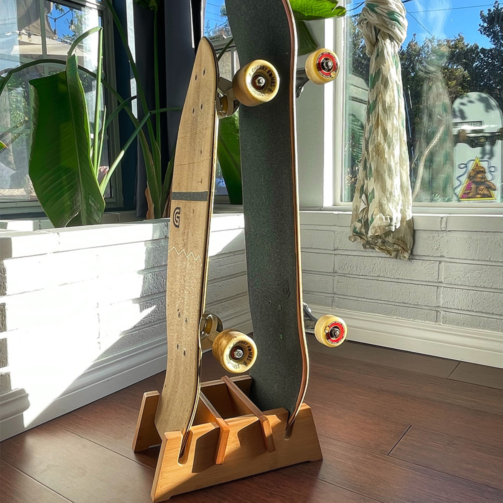 Double Bamboo Skateboard Floor Stand - OVERLANDERS Outfitter
