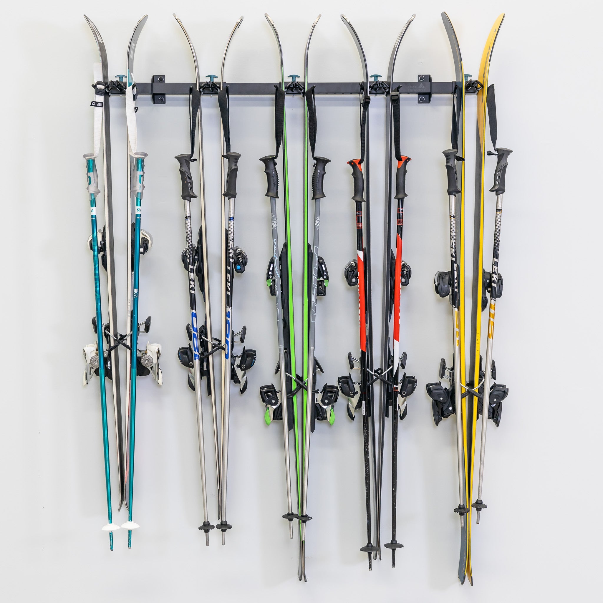 Lone Peak Ski Rack | Adjustable Wall Storage System | Holds 5 Pairs of Skis - OVERLANDERS Outfitter