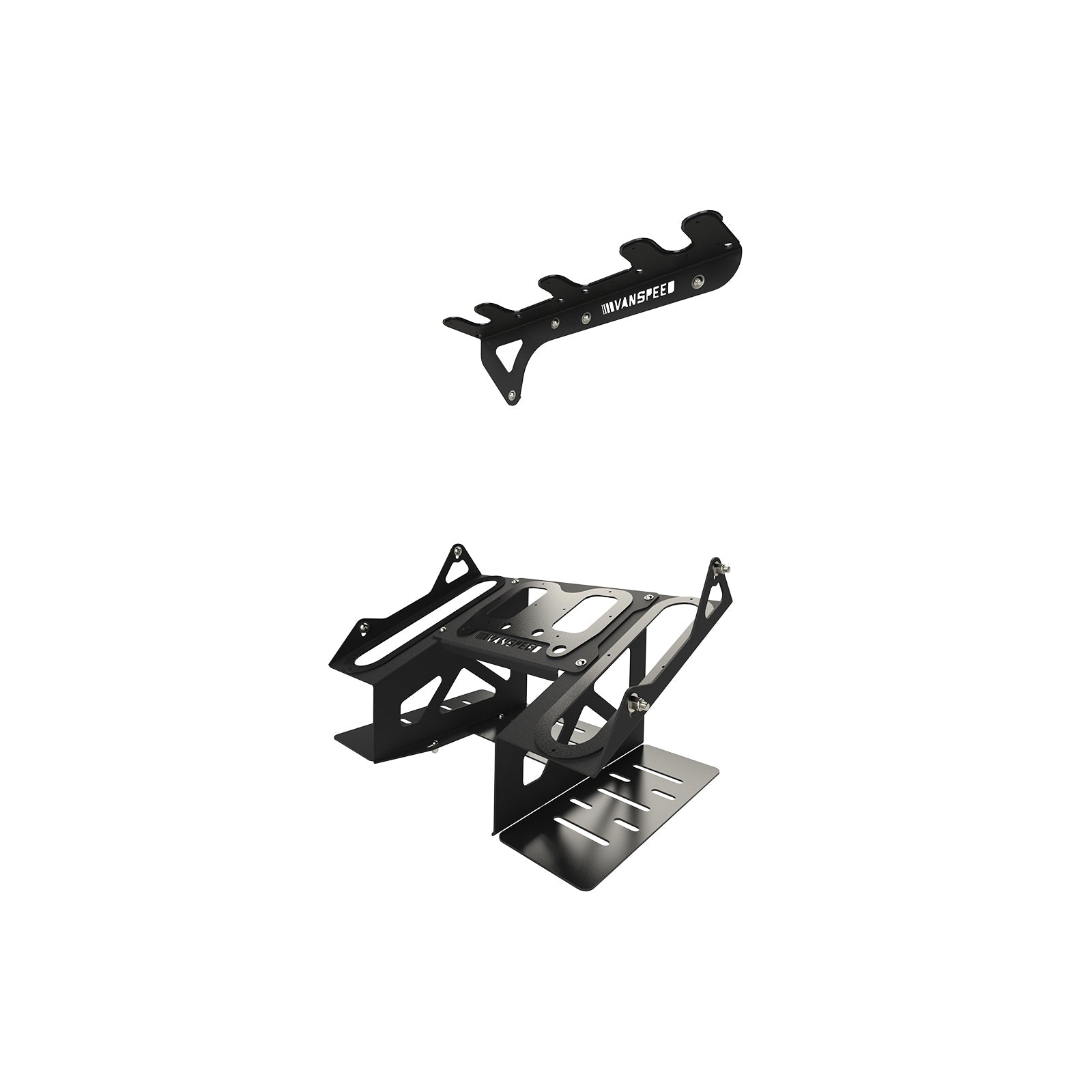 Vanspeed Sprinter Gondola Rack Bundle from The Van Mart, featuring exterior roof rack components on a van.
