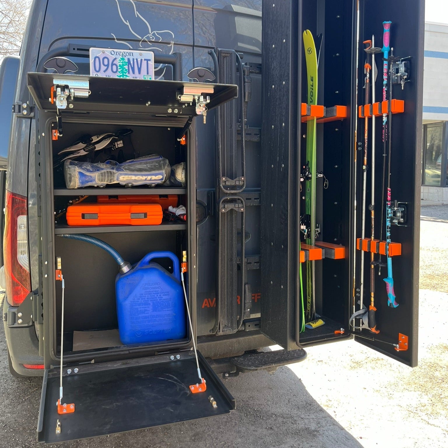 Avatar Offroad Mega Storage Box for skis and gear, durable plastic storage container with secure lid.