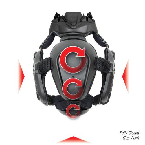 HCC Tactical Skull Mounting System for helmets and accessories, shown attached to a tactical helmet with mounting points.