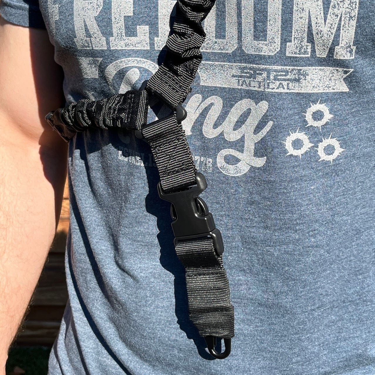 SFT2 Tactical single point bungee sling designed for tactical use, featuring adjustable straps and durable materials.