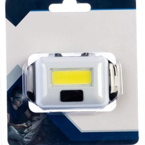 Ultra-bright COB LED headlamp with 200 lumens, 3-mode hands-free light for outdoor or work activities.
