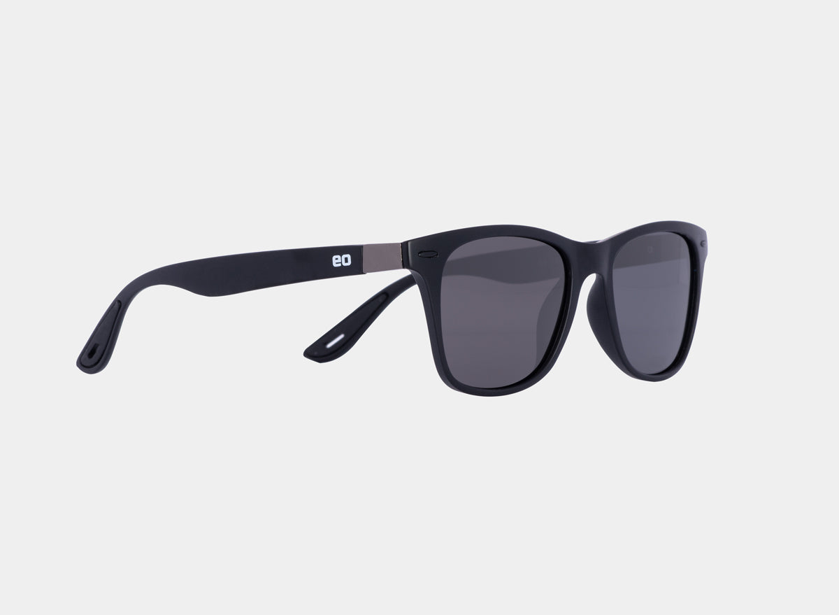Black sport sunglasses by Eastern Outer featuring sleek frames and tinted lenses, ideal for active outdoor use.