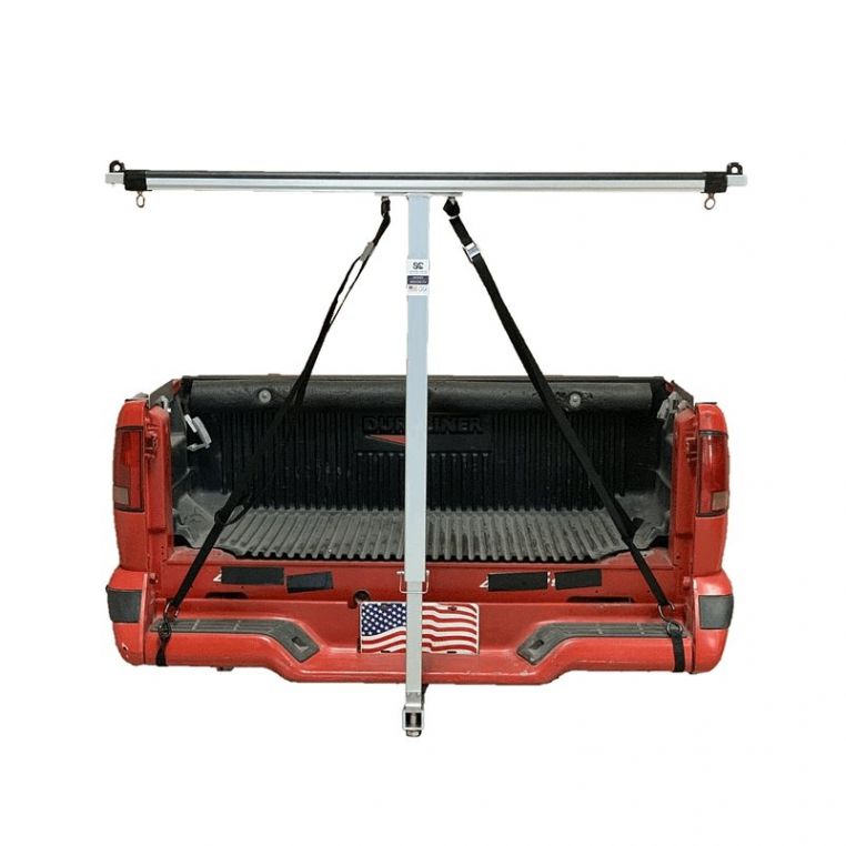Spring Creek Double Hitch Rack with Loading Bars by Backcountry Sportsman, designed for secure outdoor gear storage.