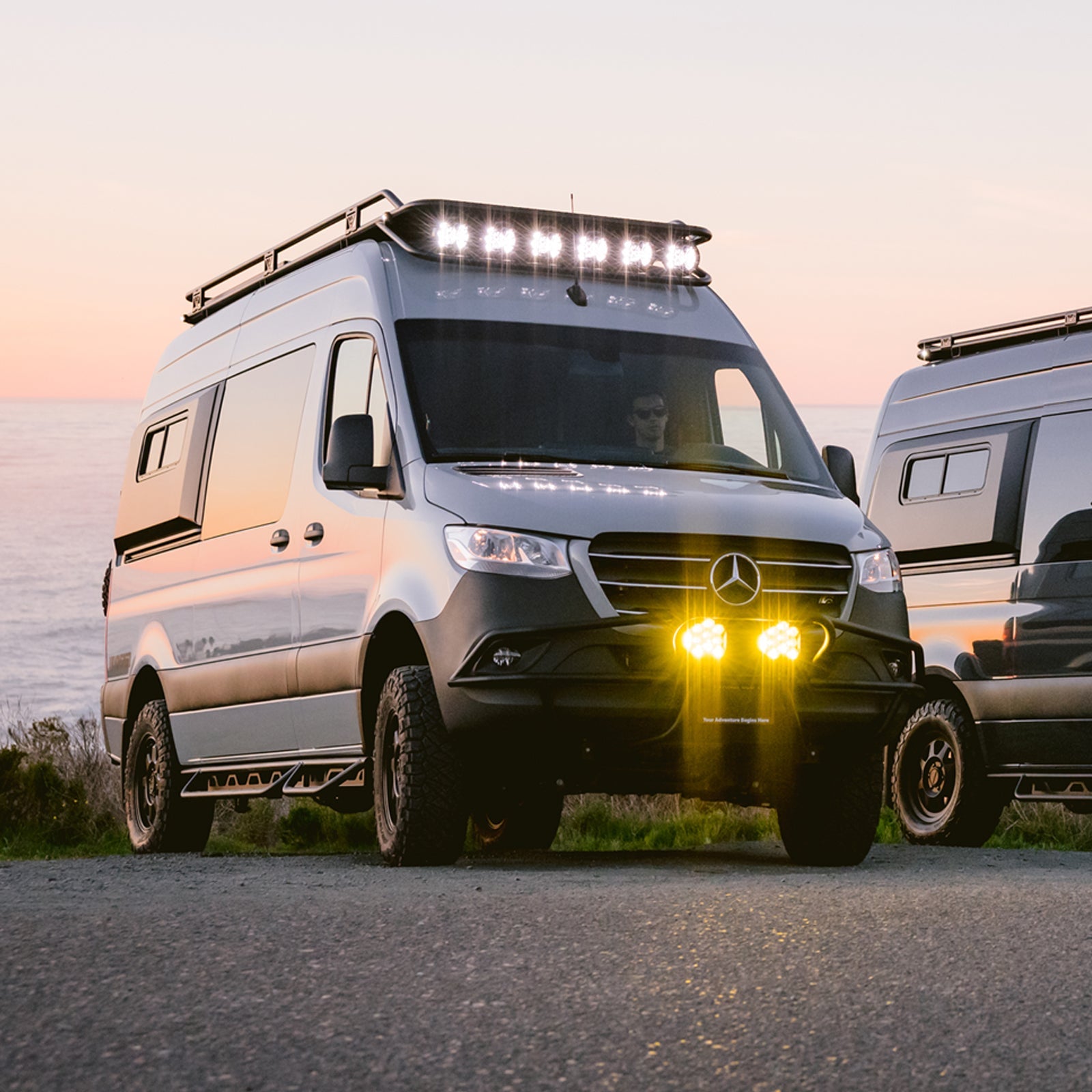 Sprinter Baja Bumper by The Van Mart, showcasing a rugged design for enhanced exterior protection on vans.