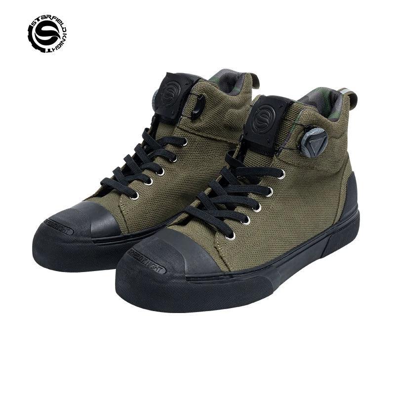 Bean's Moto Booth Star Field Knight casual motorcycle riding shoes with protective leather design and sporty style.