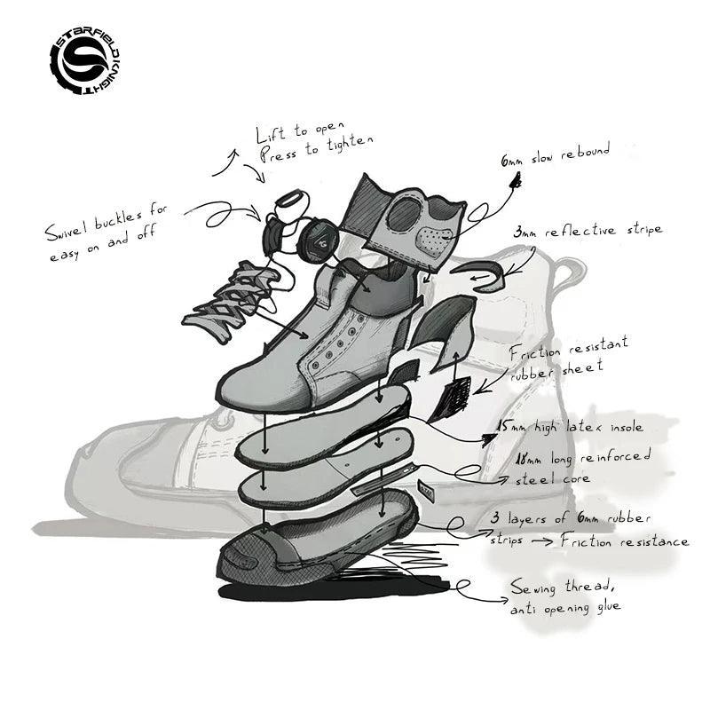 Star Field Knight casual motorcycle riding shoes by Bean's Moto Booth, featuring durable leather and stylish design for riders.