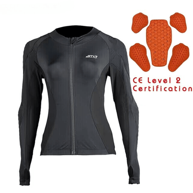 Star Field Knight™ women's slim fit motorcycle armor jacket by Bean's Moto Booth, featuring protective armor and sleek design.