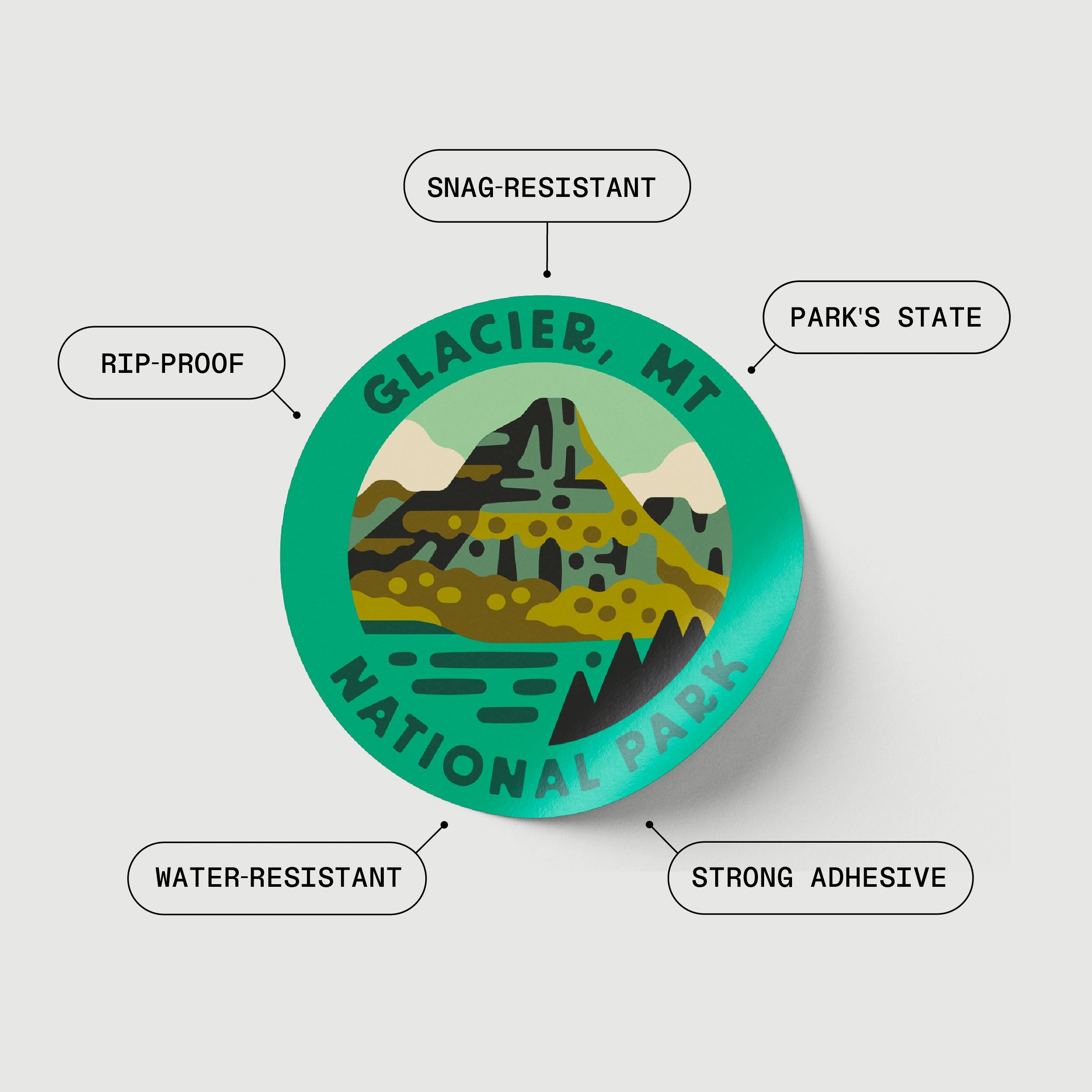 Set of National Park stickers from THE GEOPROJECT, featuring colorful designs ideal for decorating insulated bottles.