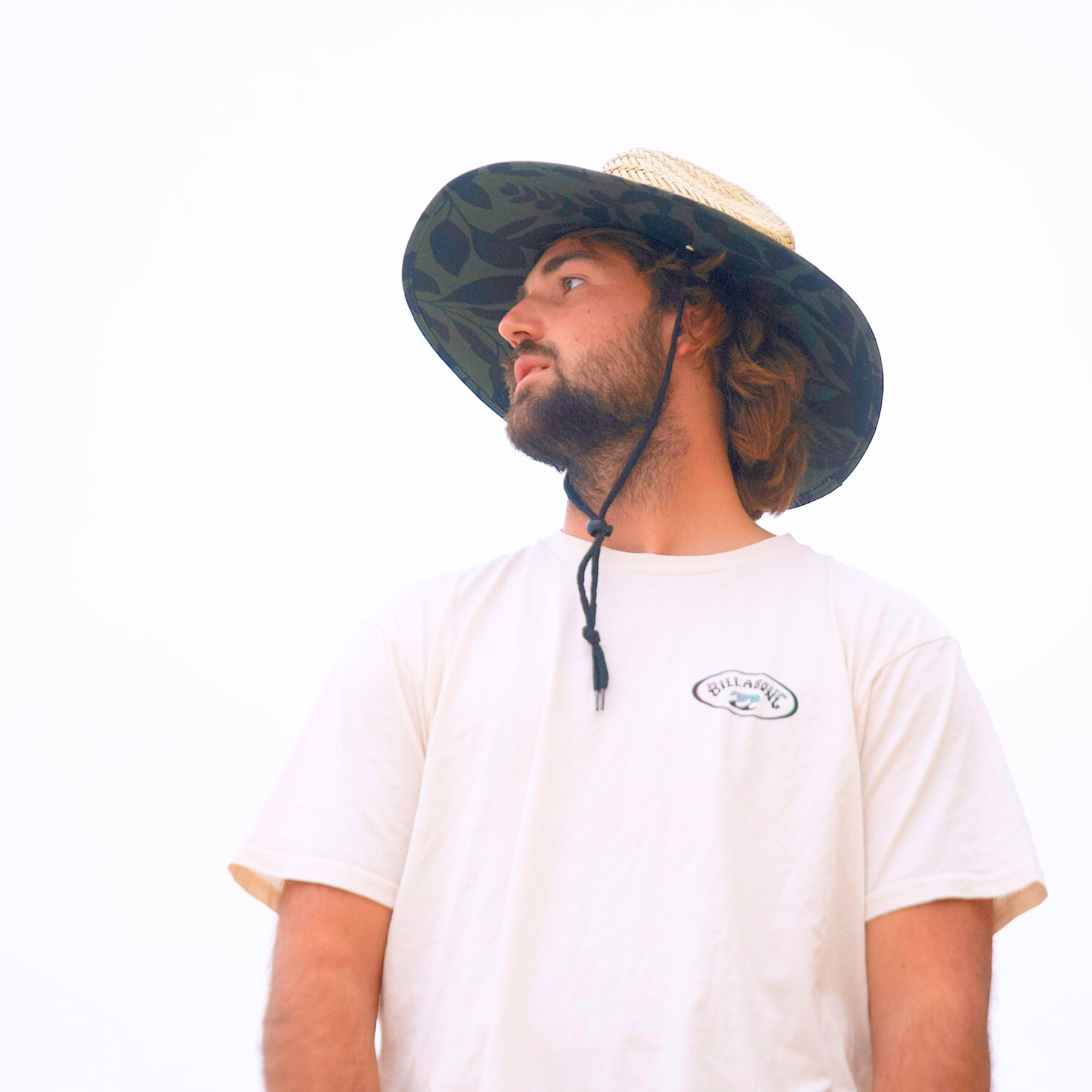 Kona green straw beach lifeguard sun hat by COR Surf, lightweight with wide brim for sun protection, suitable for men and women.