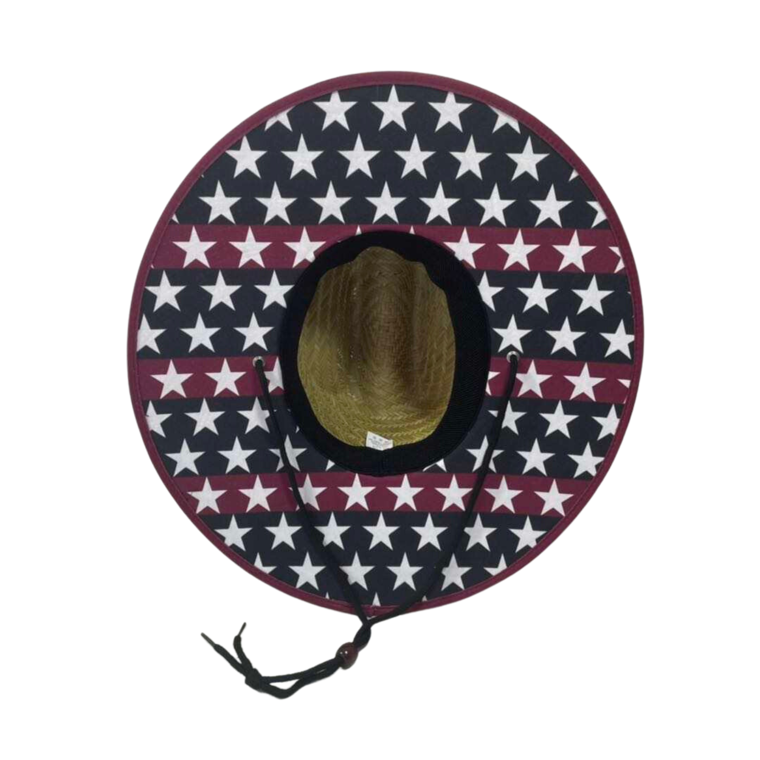 COR Surf straw lifeguard sun hat with American flag design, adult-sized straw hat for sun protection and stylish beachwear.