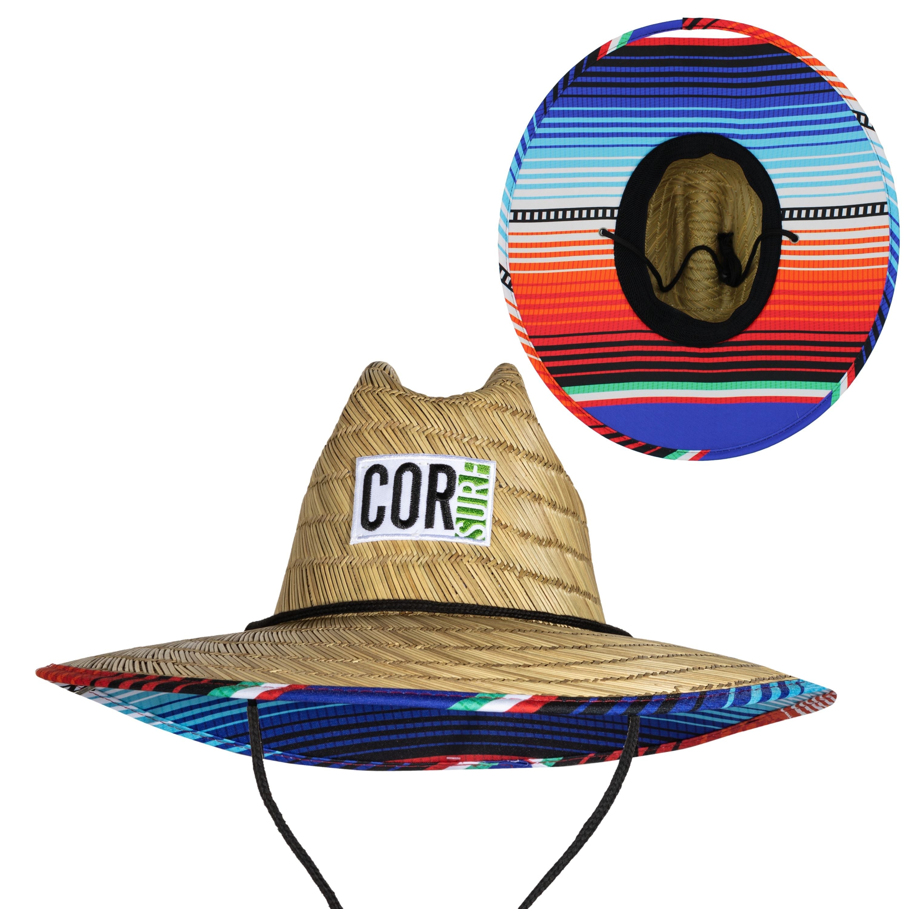 COR Surf straw lifeguard sun beach hat for adults, wide brim, breathable straw material, ideal for sun protection at the beach