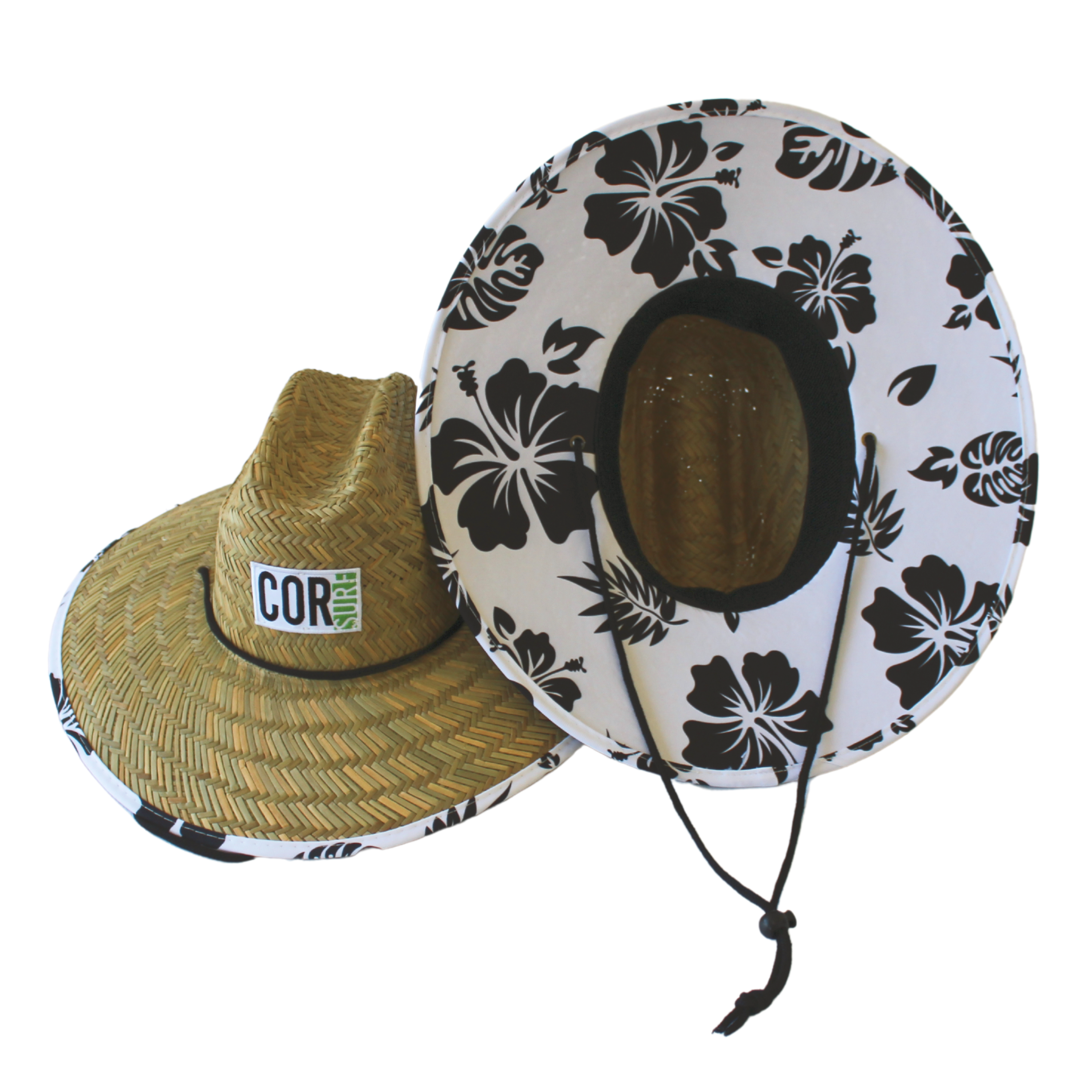 Straw Lifeguard Sun Hat for adults by COR Surf, featuring a wide brim and Hawaiian style for beach protection and sunshade.