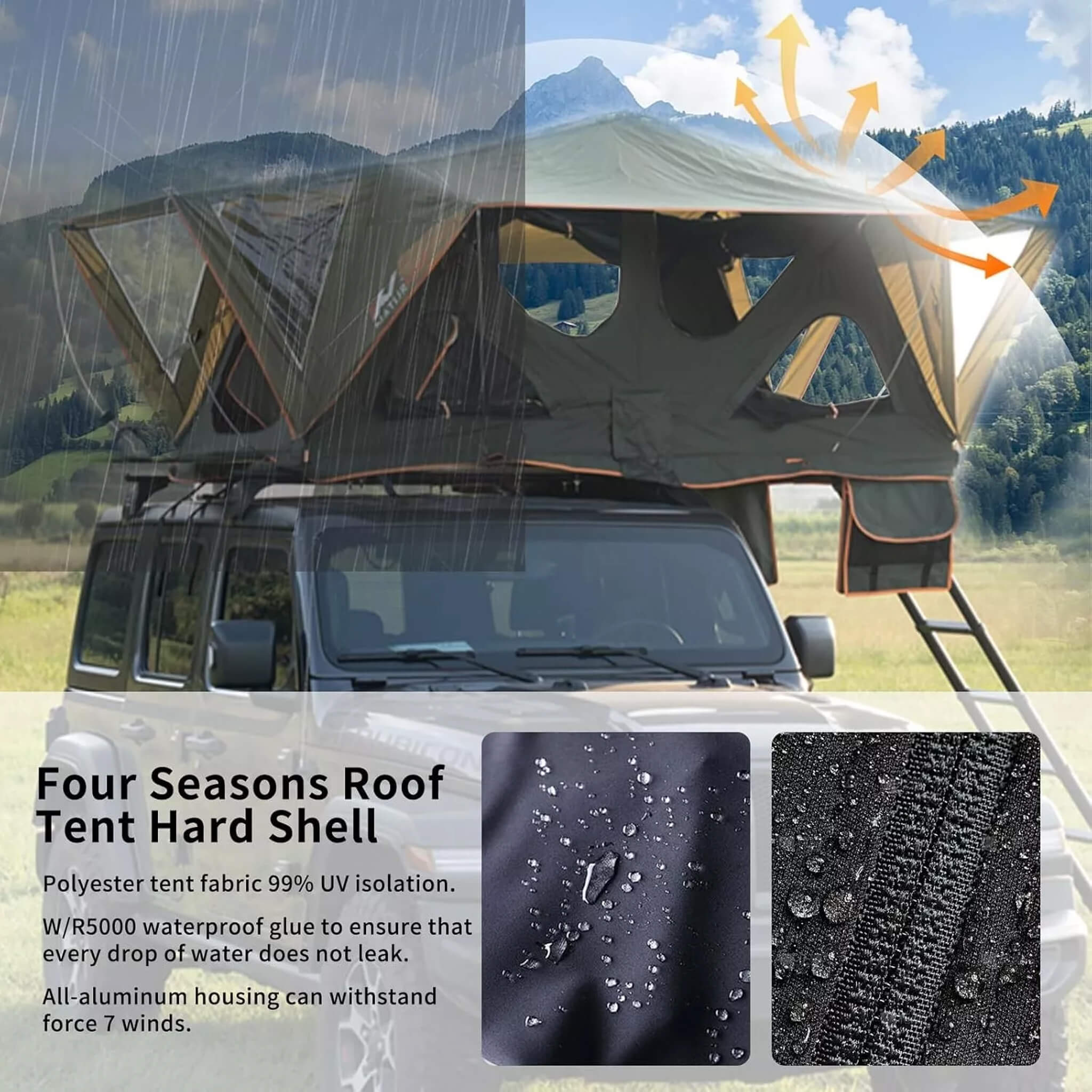 Naturnest Andromeda Green Soft Shell Rooftop Tent With Large Panoramic Skylight & YKK Doors (SAK50612) - We The Collective