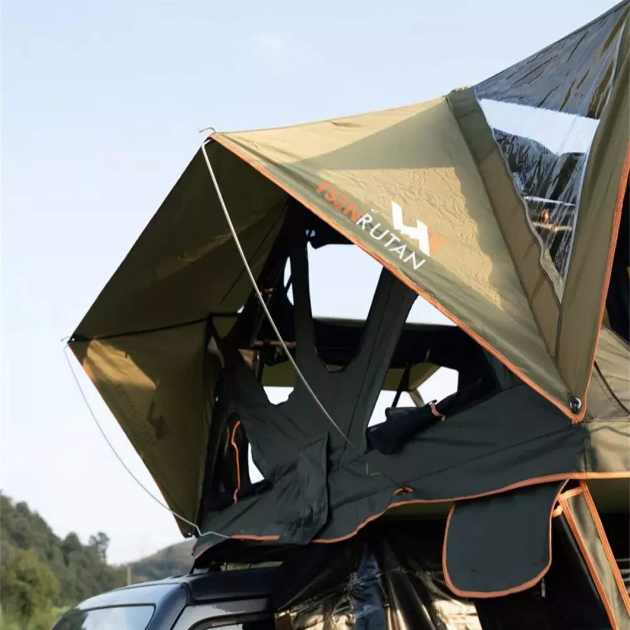 Naturnest Andromeda Green Soft Shell Rooftop Tent With Large Panoramic Skylight & YKK Doors (SAK50612) - We The Collective