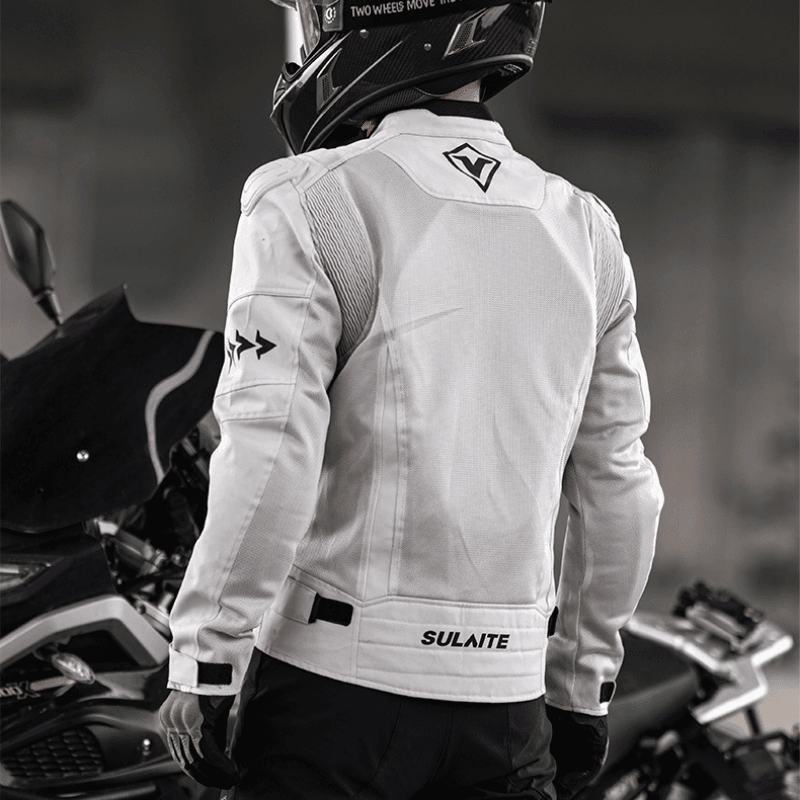 Bean's Moto Booth SULAITE™ Racing Style Summer Motorcycle Jacket with lightweight fabric and sporty design, shown in black.
