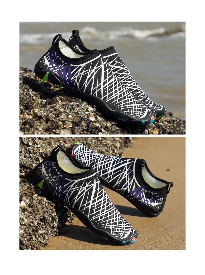 Barefoot outdoor men's sports water shoes by Stevvex with non-slip soles, quick-dry design, ideal for beach, river, and water activities.