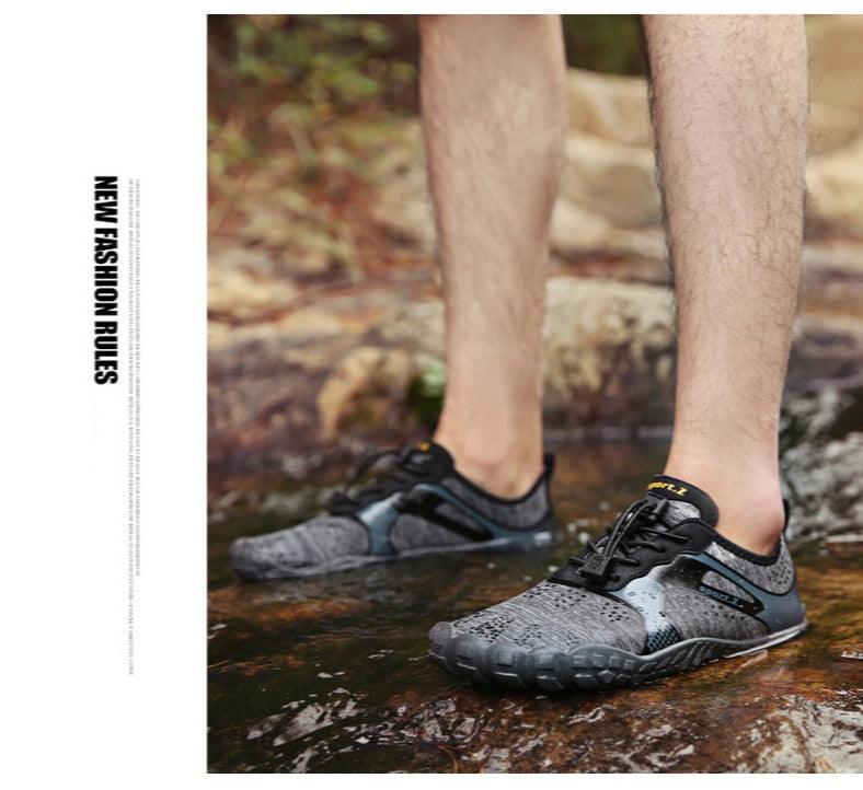 Stevvex men's barefoot outdoor water shoes with non-slip soles, quick-dry aqua sock ideal for beach, river, pool, and kayaking.