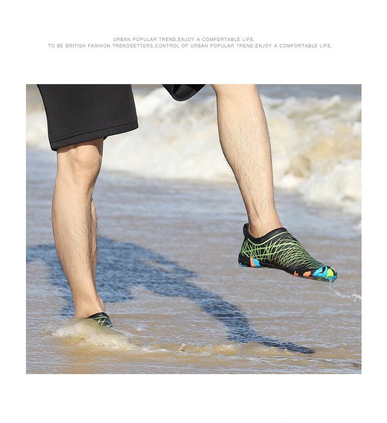 Stevvex men's barefoot outdoor water shoes with non-slip sole, quick-dry aqua sock design ideal for beach, river, pool, or kayaking.