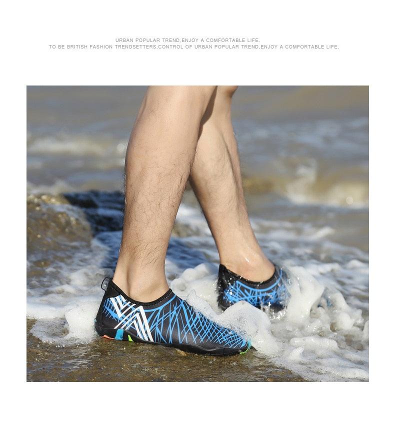 Barefoot men's sports water shoes by Stevvex, quick-dry non-slip aqua socks ideal for beach, river, pool, and outdoor water activities.