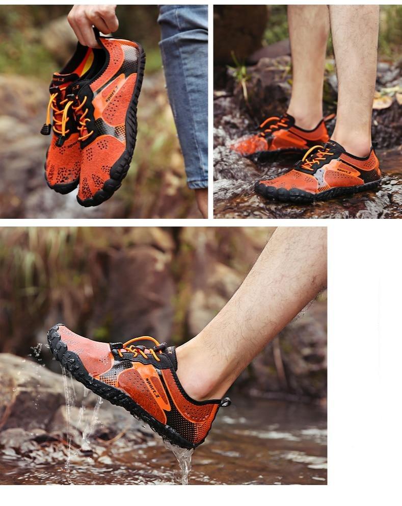 Stevvex men's barefoot outdoor water shoes with non-slip soles, quick-dry aqua socks for beach, river, pool, and kayaking.