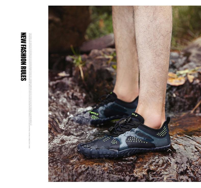 Stevvex men's barefoot outdoor water shoes with non-slip soles, quick-dry aqua socks for beach, river, pool, and water sports.