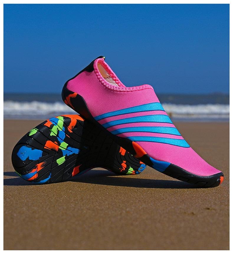 Stevvex men's breathable water shoes with non-slip sole, quick-dry aqua socks for beach, river, pool, and outdoor water activities.