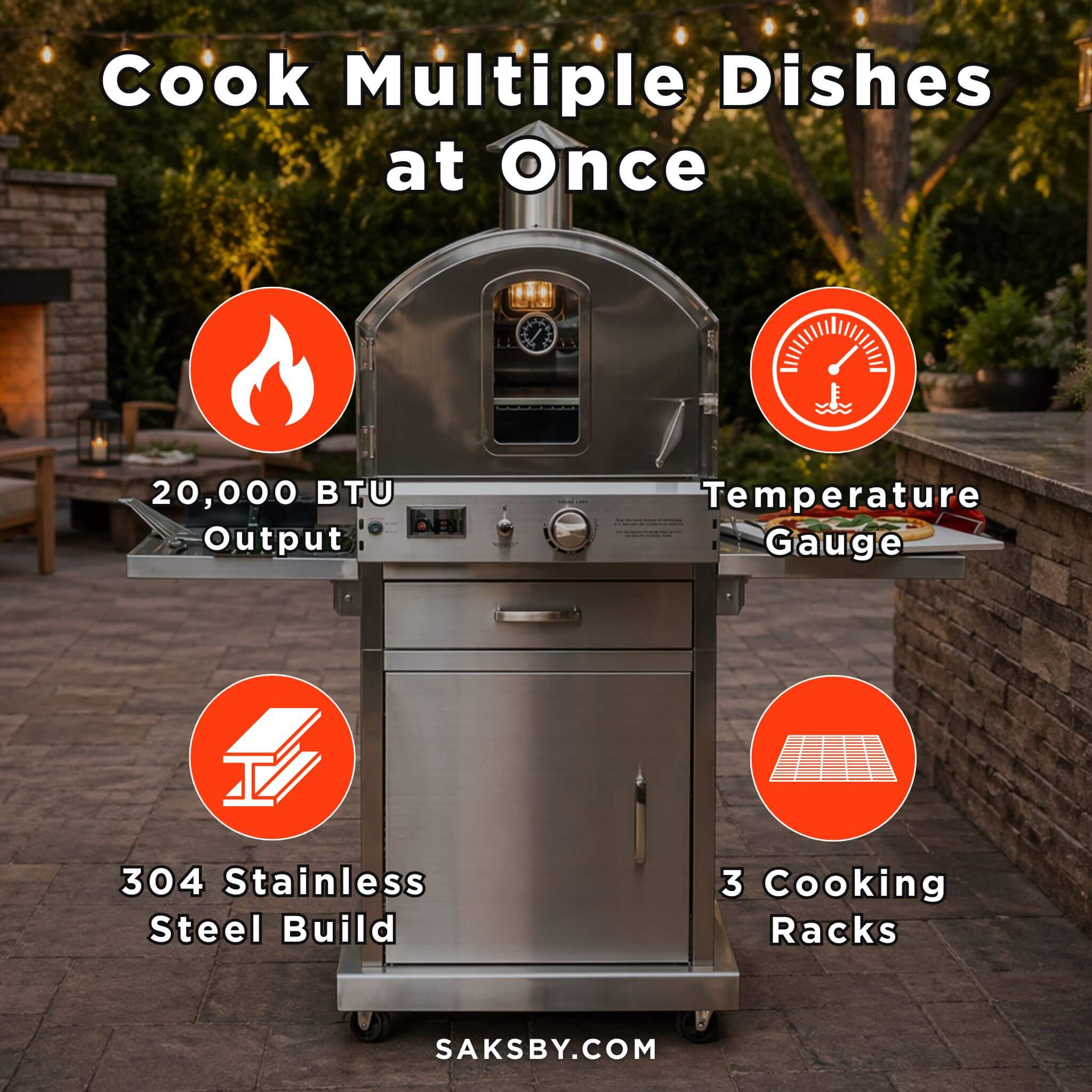 Summerset 60" Outdoor Freestanding Gas Pizza Oven [SS-OVFS-LP/NG] (SAK17543) - OVERLANDERS Outfitter